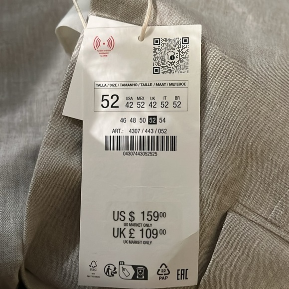 ZARA‎ Suit Jacket in 100% linen - Picture 8 of 8